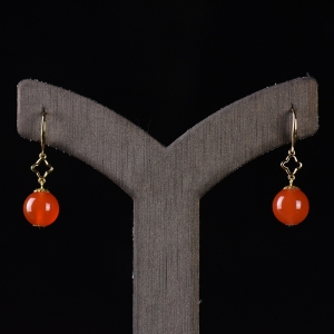 18K冰红南红耳坠