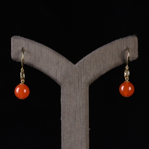 18K冰红南红耳坠