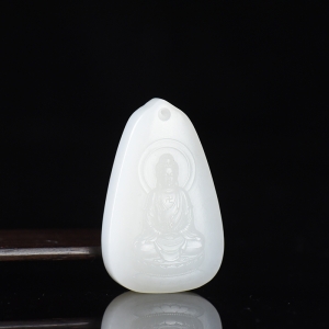 山流水料和田白玉大日如来吊坠