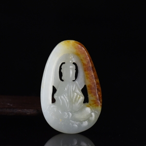 籽料和田白玉悟道吊坠