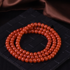柿子红南红老形珠108佛珠