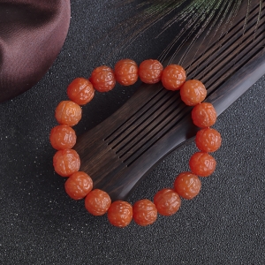 柿子红南红核桃珠单圈手串