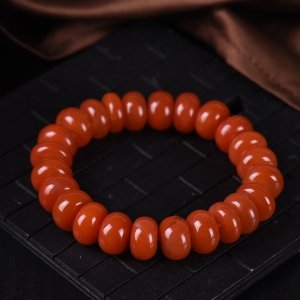 樱桃红南红算盘珠单圈手串