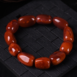 玫瑰红柿子红南红随形单圈手串