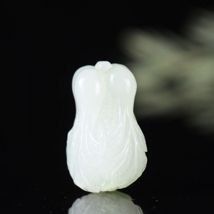 山料和田翠青玉白菜吊坠