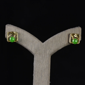 18K山料和田碧玉节节高耳坠