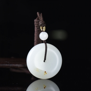 籽料和田白玉平安扣吊坠