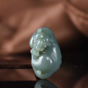 山料和田碧玉貔貅吊坠