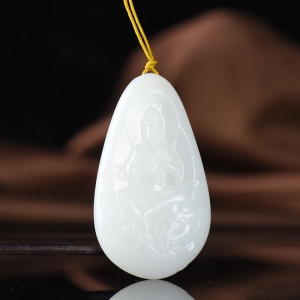 山流水料和田白玉普贤菩萨吊坠