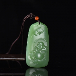山料和田碧玉弥勒佛吊坠