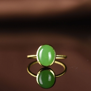 18K山料和田碧玉戒指
