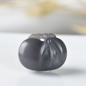 山料和田烟青玉竹节平安锁吊坠