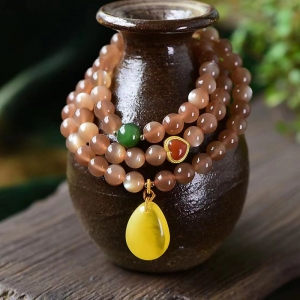 6mm黄色月光石多圈手串