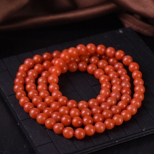 8mm柿子红南红108佛珠
