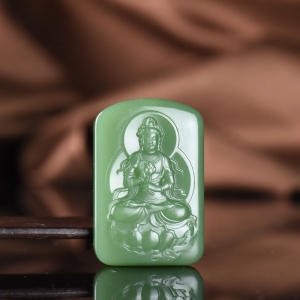 山料和田碧玉观音吊坠