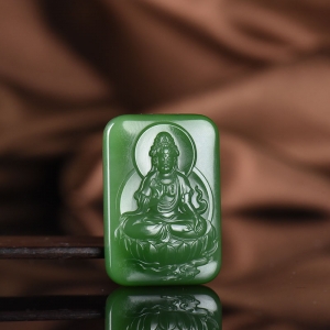 山料和田碧玉观音吊坠