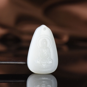 山流水料和田白玉大日如来吊坠