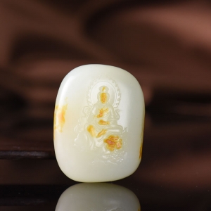 山流水料和田白玉文殊菩萨吊坠