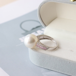 18k海水白色珍珠戒指