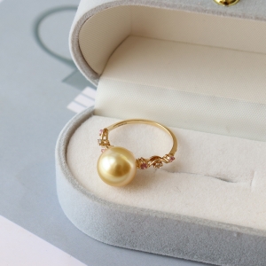 18k海水金色珍珠戒指