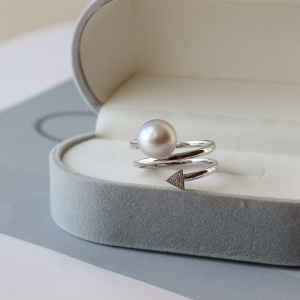 18k海水白色珍珠戒指