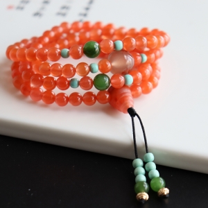 樱桃红南红玛瑙多圈手串