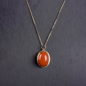 18K樱桃红南红吊坠