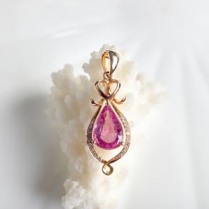 18K玫红碧玺水滴吊坠