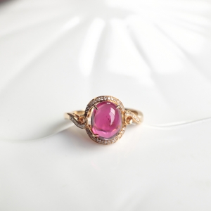 18K玫红碧玺戒指