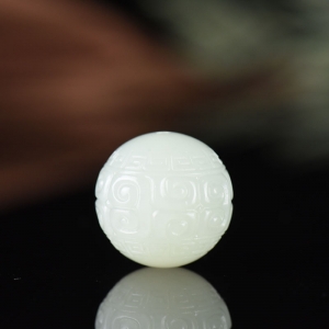 21mm籽料和田白玉回纹珠配件