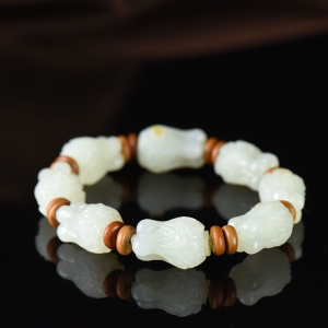 籽料和田白玉百财单圈手串