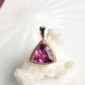 18K玫红碧玺吊坠