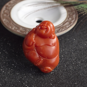 柿子红南红弥勒佛吊坠