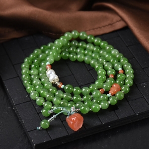 6mm山料和田碧玉108佛珠