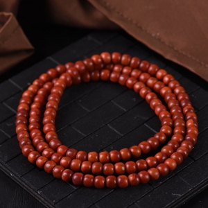 柿子红火焰纹老形珠多圈手串