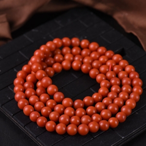 7mm柿子红南红108佛珠