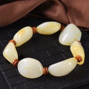 籽料和田玉原石单圈手串