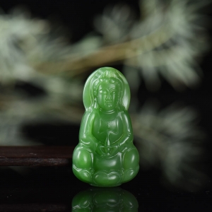 山料和田碧玉观音吊坠