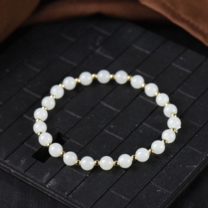 6mm籽料和田白玉单圈手串