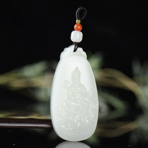 籽料和田白玉文殊菩萨吊坠