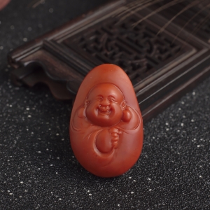 柿子红南红弥勒佛吊坠