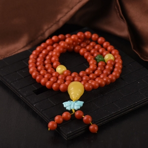 7mm柿子红南红108佛珠