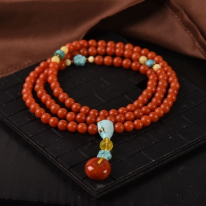 6mm柿子红南红108佛珠