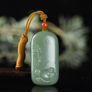 山料和田碧玉弥勒佛吊坠