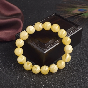 12.5mm白花蜜蜡单圈手串