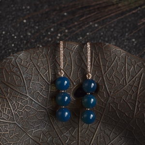 18K天空蓝多米蓝珀耳环