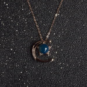 18K天空蓝多米蓝珀吊坠