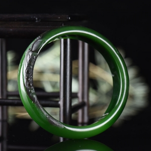 58.5mm山料和田碧玉金玉满堂手镯