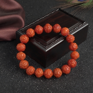 柿子红南红龙珠单圈手串