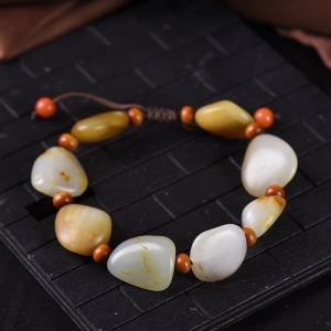 籽料和田玉原石单圈手串
